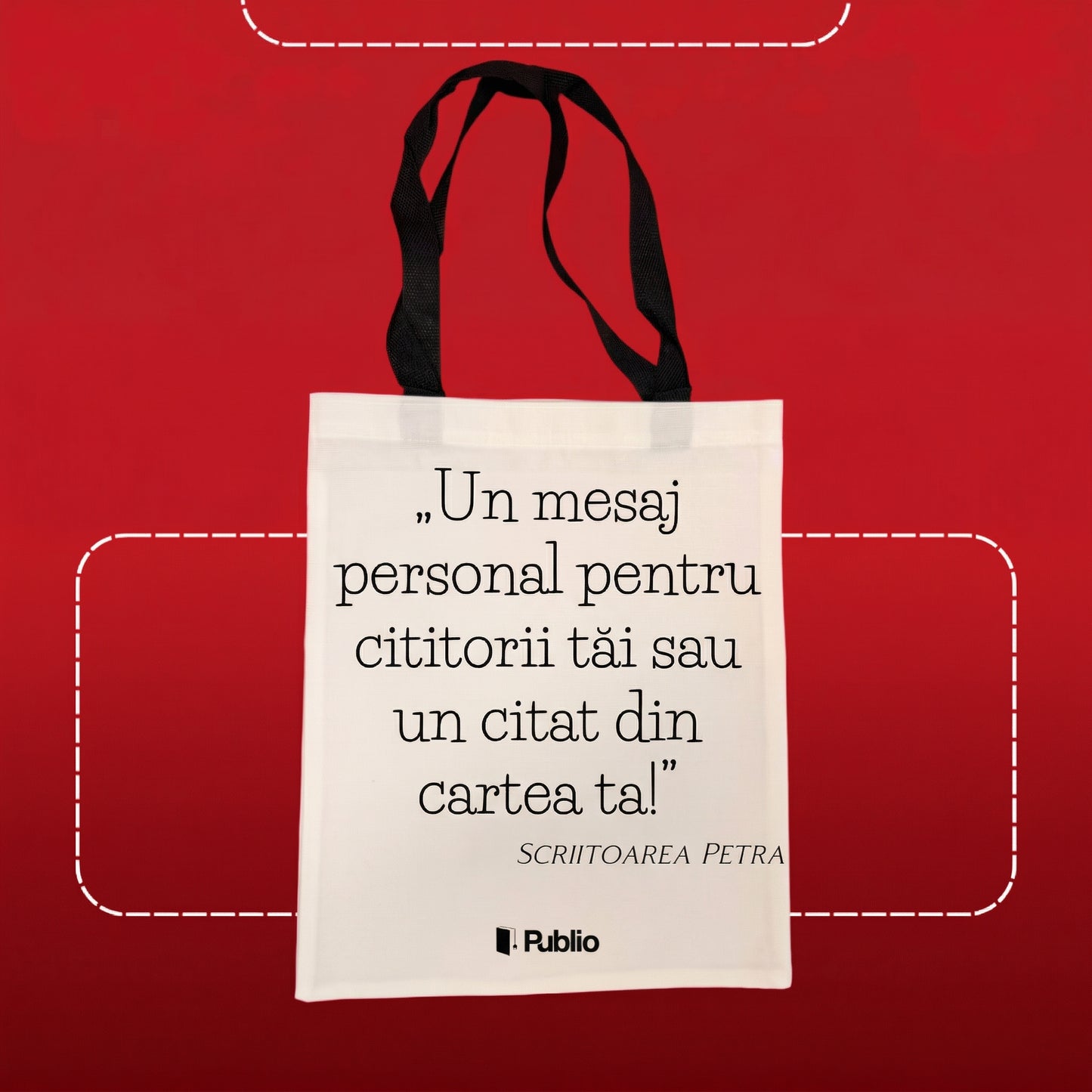 Geantă neagră din pânză cu mânere (cu mesajul personalizat)